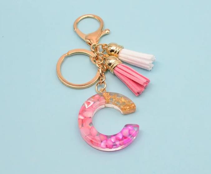 harmtty Key Chain Translucent Alphabet Pendant