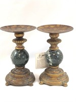 New Brass and Marble Pillar Candle Sticks