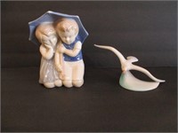 Hungary Seagull & Boy & Girl w/Umbrella Figurines