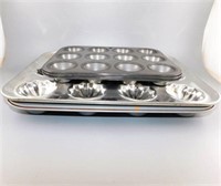 169 Lot of 4 Muffin Pans- Wilton/Ekco   12-14 inch