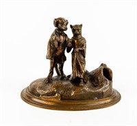 Bronze Formal Dog & Cat Figural Match Holder