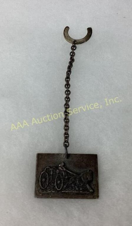 Sterling horse drawn fire engine fob pendant,