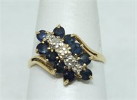 14K GOLD SAPPHIRE AND DIAMOND RING