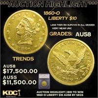 ***Auction Highlight*** 1860-o Gold Liberty Eagle