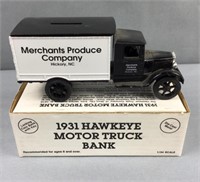 1931 Hawkeye motor truck bank die cast metal