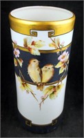 Antique 1917 Hand Painted Straight Ceramic Vase