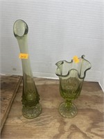 2 Fenton vases (hobnail & swung )