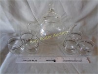 Glass Teapot & 6 Glasses Set
