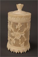 Fine Chinese Pierced Ivory Box and Cover,