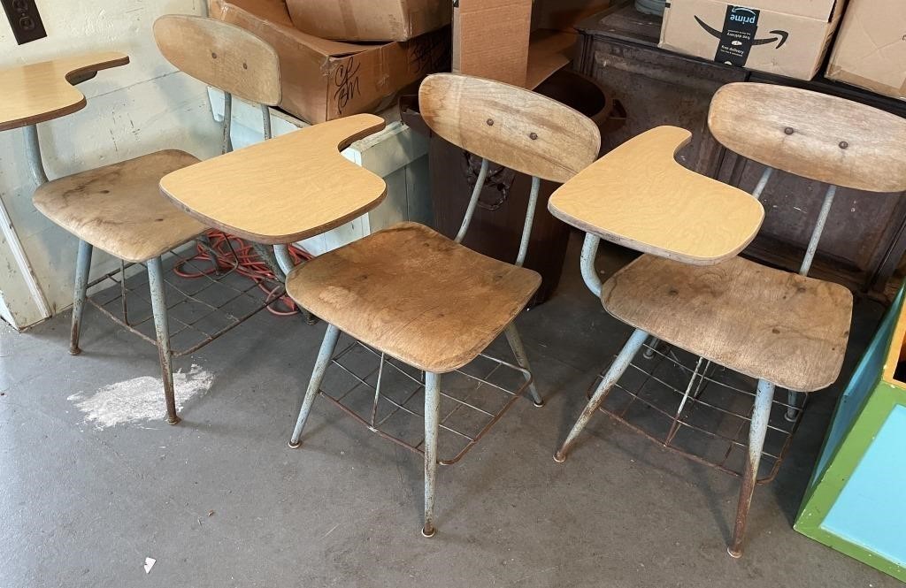 3 old school desks, 27" high, 19" wide