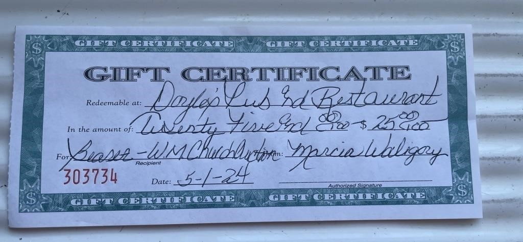 $25 gift certificate for Doyle's Pub