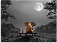 RESTING ELEPHANT LOOKING AT THE MOON WALL PAINTING