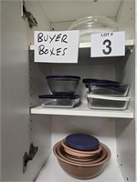 PYREX DISHES - 3 SHELVES