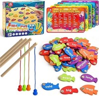 Coogam Wooden Magnetic Fishing Sight Words Game Le