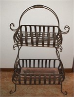 Vintage wrought iron two-tier outdoor stand