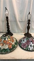 2 Lamps w/ Stained Glass Shades Q12D