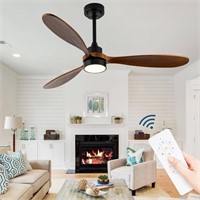 52" Wood Ceiling Fan with Light Remote Control