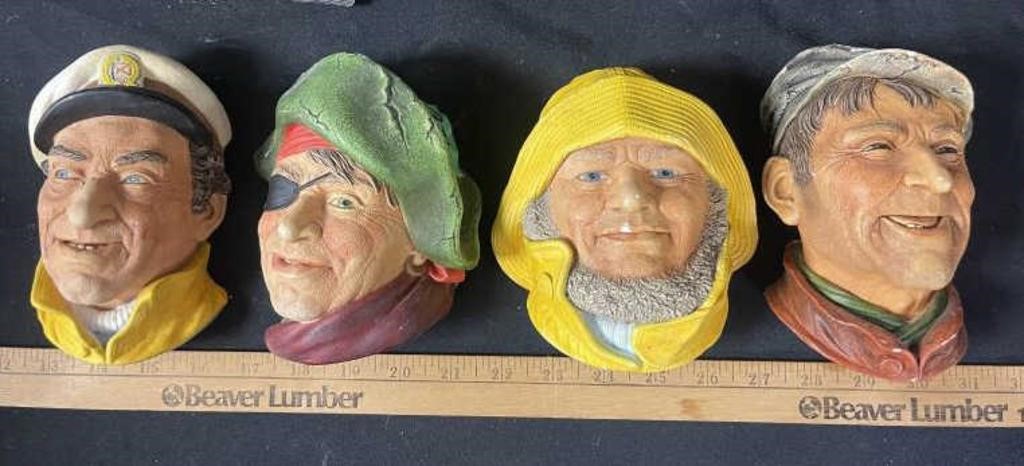 4 Chalkware heads