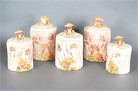 Vintage 1970s Mushroom Treasure Craft Canisters