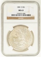 Coin 1881-S Morgan Silver Dollar NGC-MS63