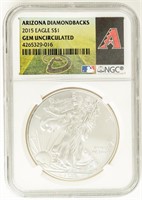 Coin 2015 AZ Diamondbacks Silver Eagle NGC Gem Unc