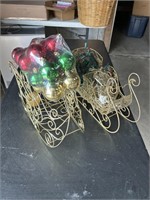 2 decorative Christmas sleighs w/lights and
