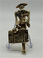 Vintage Gold Tone Figural Lady Shopping Brooch