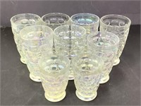 9 Vintage Clear Carnival Glass Iridescent Glasses