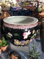 Black floral fishbowl