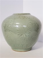 Antique Chinese Celadon Pottery Pot Vase 7"H