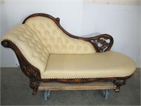 Ornate Fainting Couch - Leather