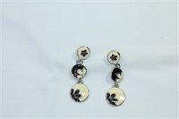 Pair of Black and White Boho Dangle Earrings