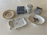 Assorted Porcelain Trinket Boxes & Dresser Dishes
