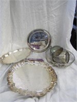 SELECTION OF SILVERPLATE TRAYS AND BOWLS