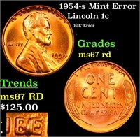 1954-s Lincoln Cent Mint Error 1c Grades GEM++ Unc