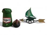 Texaco Oil Can, Wooden Carved Duck, Weather Vain