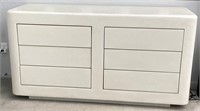 White Textured Wooden Dresser, 6 Drawers