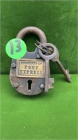 CAST IRON PONY EXPRESS LOCK & KEYS