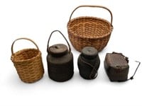 Lot of 5 Woven Baskets- Asia, United States.