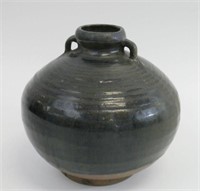 Chinese twin handled stoneware vase
