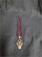 Vintage Beaded Necklace With Pendant