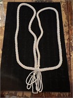 Faux pearl long swag necklace