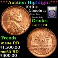 ***Auction Highlight*** 1919-s Lincoln Cent 1c Gra