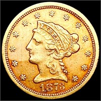1873-S $2.50 Gold Quarter Eagle NEARLY