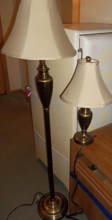 Matching Brass Floor and Table Lamps
