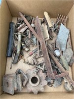 Box of miscellaneous tools and bolts