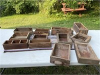 Primitive wooden boxes and drawers