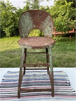 Primitive metal green painted chair