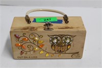Enid Collins Owl Design Wood Box Purse.