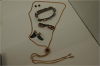 Cosmetic Necklace, Bracelet, 3 Earring Sets
